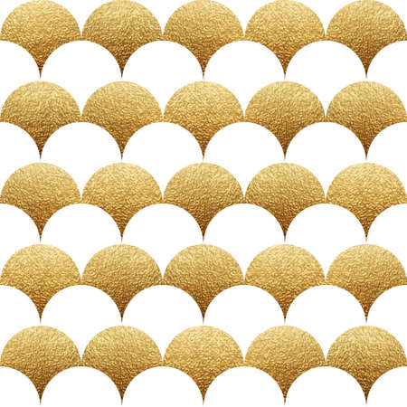 Abstract seamless geometric pattern with white and gold texture squama.