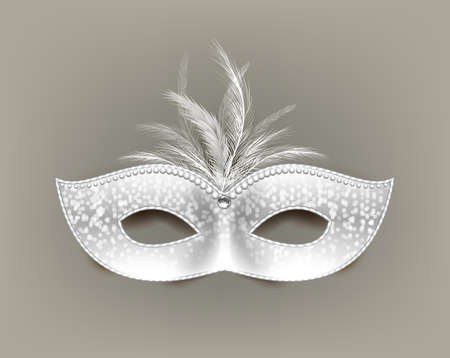 White universal carnival mask with feathers and decorations.のイラスト素材