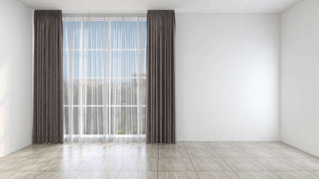 Illustration 3D rendering large luxury modern bright interiors Living room mockup computer digitally...