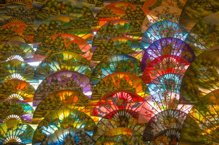 Thai paper umbrella backgroundの写真素材