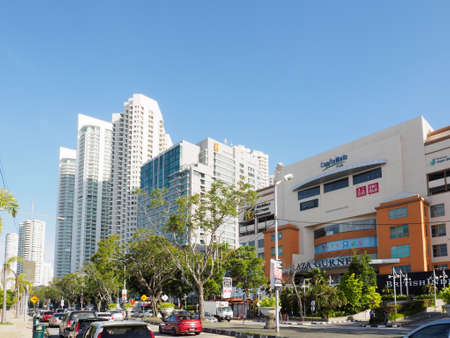 Penang,  Malaysia - June 03, 2016: The shopping malls, office buildings, and apartment buildings at Gurney Drive, Jalan Sultan Ahmad Shah, Georgetown, Penang, Malaysia.のeditorial素材