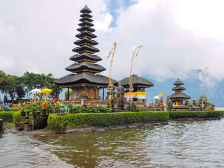 Bali, Indonesia - September 17, 2016: The scenery of Ulun Danu Beratan Temple, the Hindu temple in Tabanan Regency, Bali, Indonesia, which one of the tourist destination in Bali Island.のeditorial素材