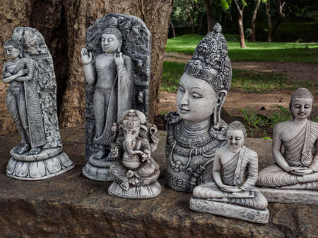 Buddha and Hindu Gods images souvenirs for sale in the Polonnaruwa ancient city, Sri Lankaの写真素材