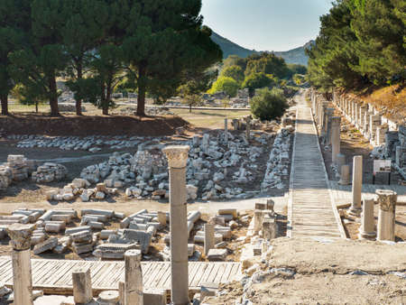The ruins of the ancient city of Ephesus, Selcuk town, Izmir Province, Turkey.のeditorial素材
