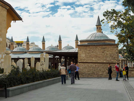 Konya, Turkey - October 08, 2018: People visiting the Mevlana Museum which is the location of the tomb of Rumi, Islamic scholar and poet of the 13th century.のeditorial素材