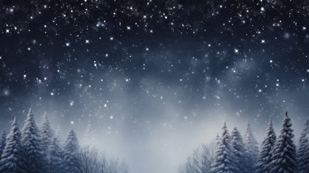 Winter forest with snow and falling snowflakes. Christmas background.の素材