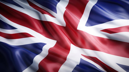 Flag of the United Kingdom waving in the wind - 3d renderの素材