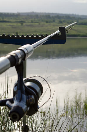 Fishing rod close up photo の写真素材