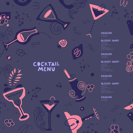 Hand drawn vector drinks in scandinavian style.のイラスト素材