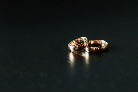 Wedding rings - love story. Wedding accessories.の写真素材