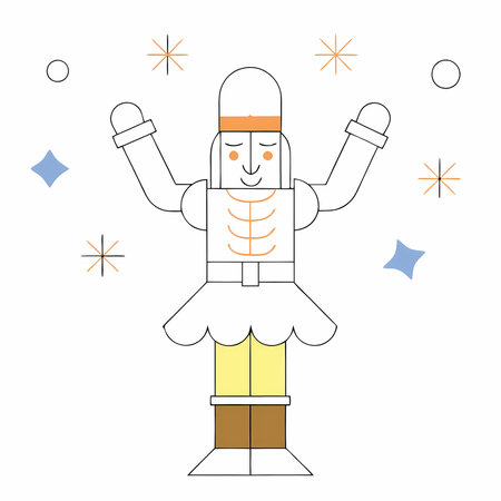 Vector illustration of a nutcracker in a flat style on a white background.のイラスト素材