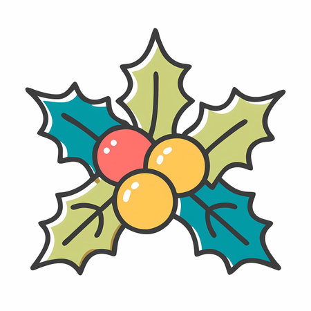 Christmas holly berry icon. Vector illustration in flat style.のイラスト素材
