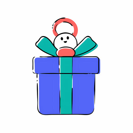Gift box with a bow and a snowman. Vector illustration.のイラスト素材