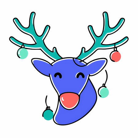 Cute christmas reindeer. Vector illustration in flat styleのイラスト素材