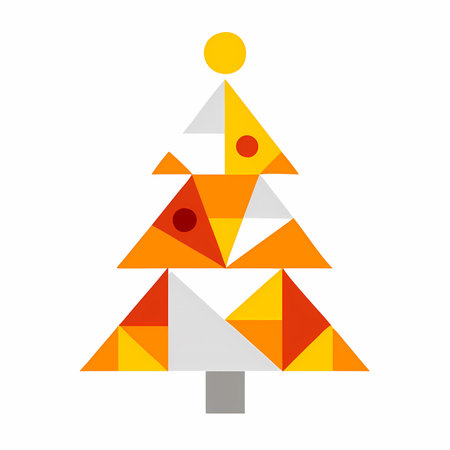 Christmas tree flat icon with long shadow, colorful geometric design. Modern minimalistic flat style design. Vector illustration.のイラスト素材