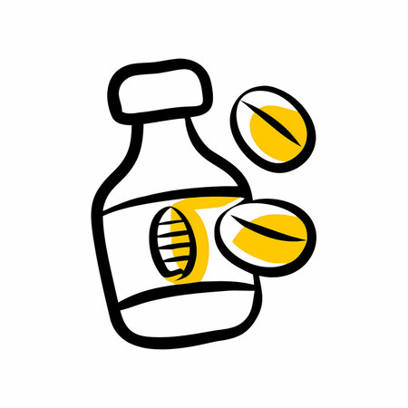 Pills and capsules in a bottle. Vector illustration on white background.のイラスト素材