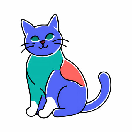 Cute cartoon cat. Isolated on a white background. Vector illustration.のイラスト素材