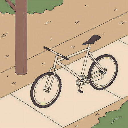 Bicycle in the park. Vector illustration of a bicycle on the street.のイラスト素材