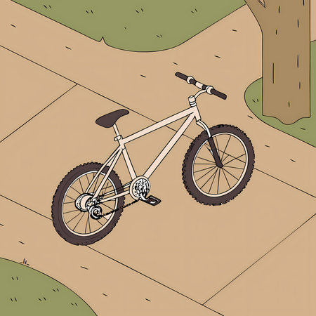 Bicycle in the park. Vector illustration of a bicycle in the park.のイラスト素材