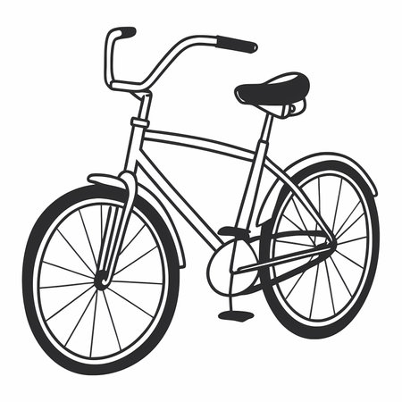 Bicycle isolated on white background. Vector illustration in black and white colors.のイラスト素材