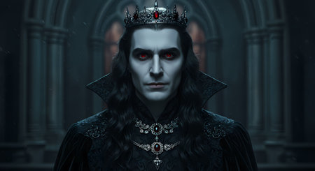 3d rendering of a gothic girl with a crown on her headの素材