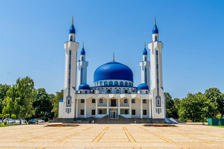 The Grand mosque of Maykop, Adygea Republic of Russia, Muslim temple in Northern Caucasus.