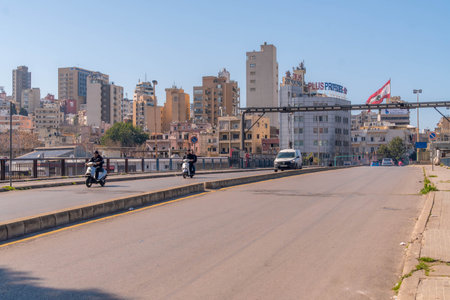 The road streets at Bourj Hammoud (Armenian district) at Beirut, Lebanon.の写真素材