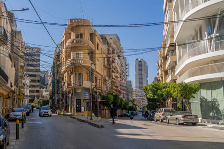 The streets of Beirut, at popular touristic Gemmayzeh district, in Lebanon.の写真素材