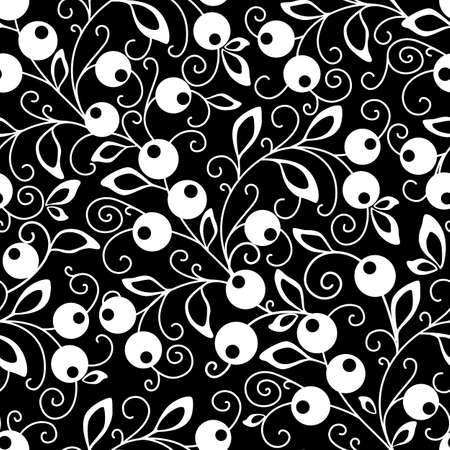 Black and white floral seamless pattern.のイラスト素材