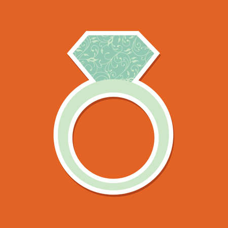 Diamond ring vector icon with floral background.のイラスト素材