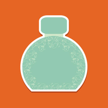 Bottle of perfume icon with floral background.のイラスト素材