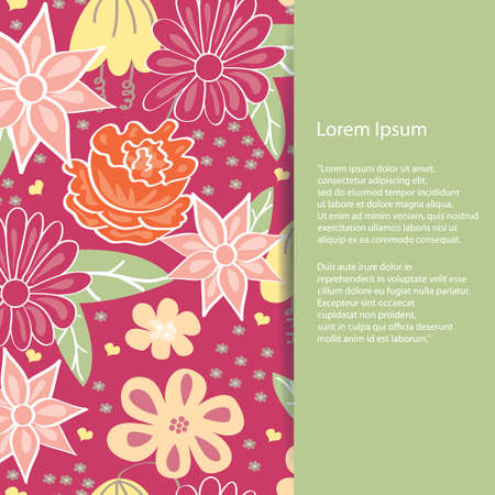 Vintage card with beautiful floral background. Can be used as invitation card for wedding, birthday and other holiday.のイラスト素材