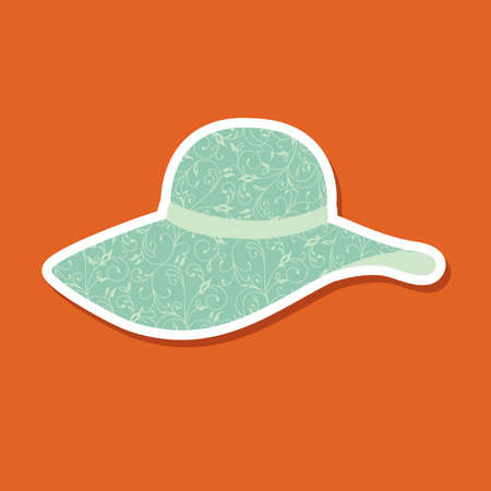 Elegant female hat icon with floral background.のイラスト素材