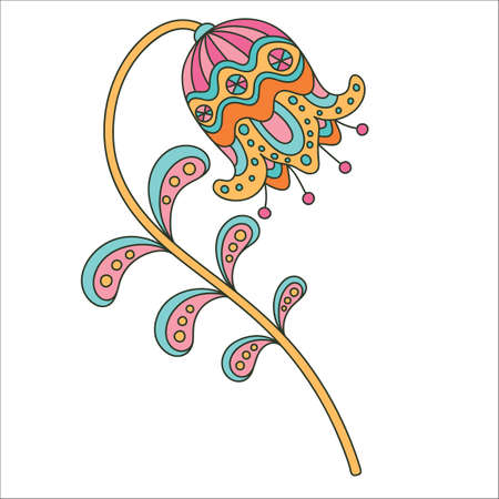 Abstract floral ornament. Hand drawn doodle. Vector illustrationのイラスト素材