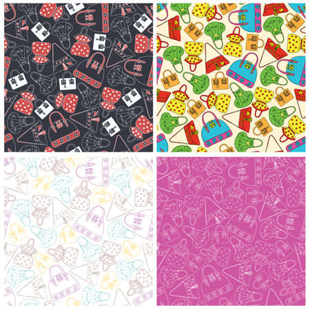 Set of bags seamless pattern background. Vector illustrationのイラスト素材