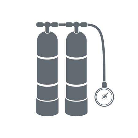 Scuba vector illustration. Diving equipment vector sign. Aqualung for swimming.のイラスト素材