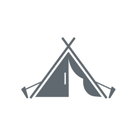 Stylized icon of tourist tent black on a white backgroundのイラスト素材