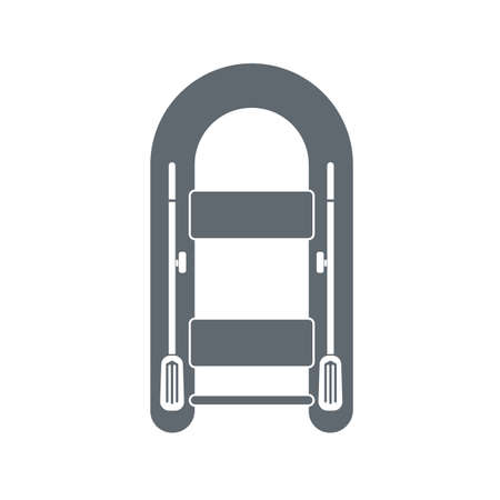 Inflatable boat with oars black simple icon isolated on whiteのイラスト素材