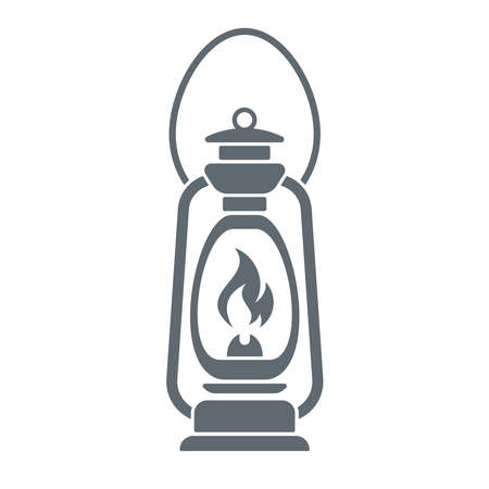 Antique Old Kerosene Lamp isolated on a white background. Monochromatic line art. Retro design. Vector illustration.のイラスト素材