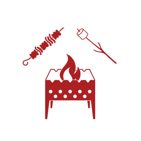 Brazier, zephyr and kebab icon. Vector illustrationのイラスト素材