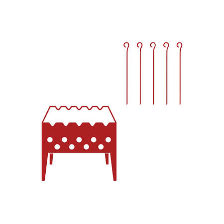 Brazier grill with skewers icon. Vector illustrationのイラスト素材