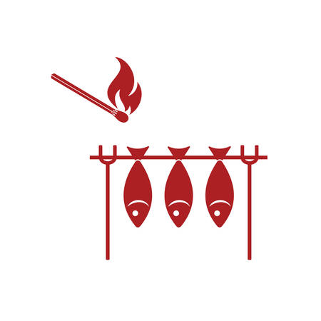 Grilled fish icon. Vector illustrationのイラスト素材