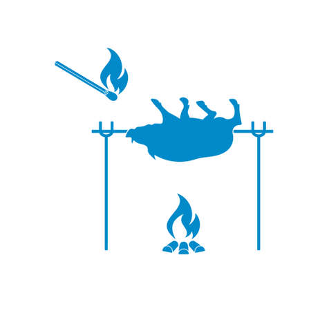 Grilled boar icon. Vector illustrationのイラスト素材
