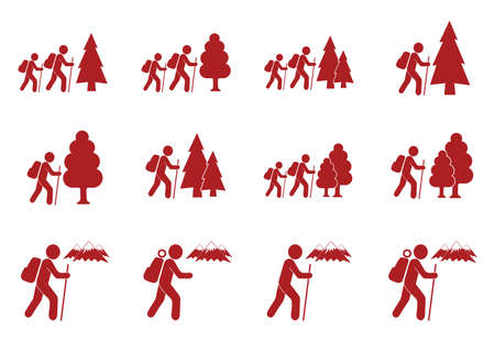 Set of hiking icon illustration isolated vector sign symbolのイラスト素材