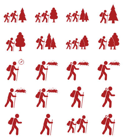 Hiking icon illustration isolated vector sign symbols setのイラスト素材