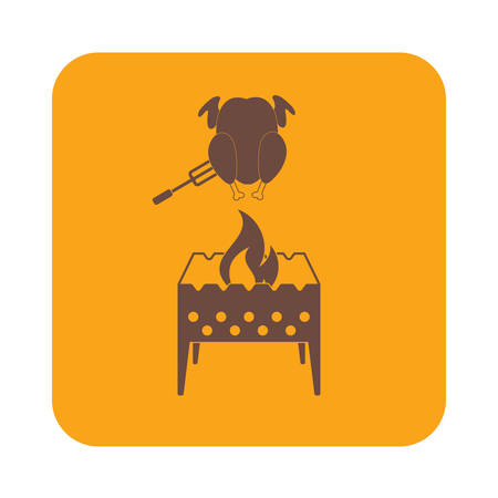 Brazier and chicken icon. Vector illustrationのイラスト素材