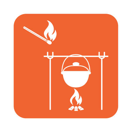 Fire and pot icon. Vector illustration.のイラスト素材