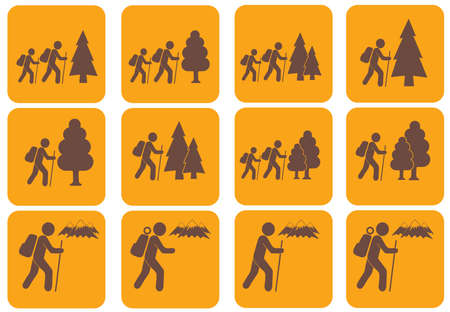 Set of hiking icon illustration isolated vector sign symbolのイラスト素材