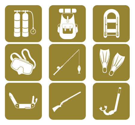 Set of camping equipment pictograms. Vector illustrationのイラスト素材