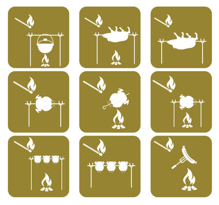 Set of barbecue icons. Vector illustrationのイラスト素材